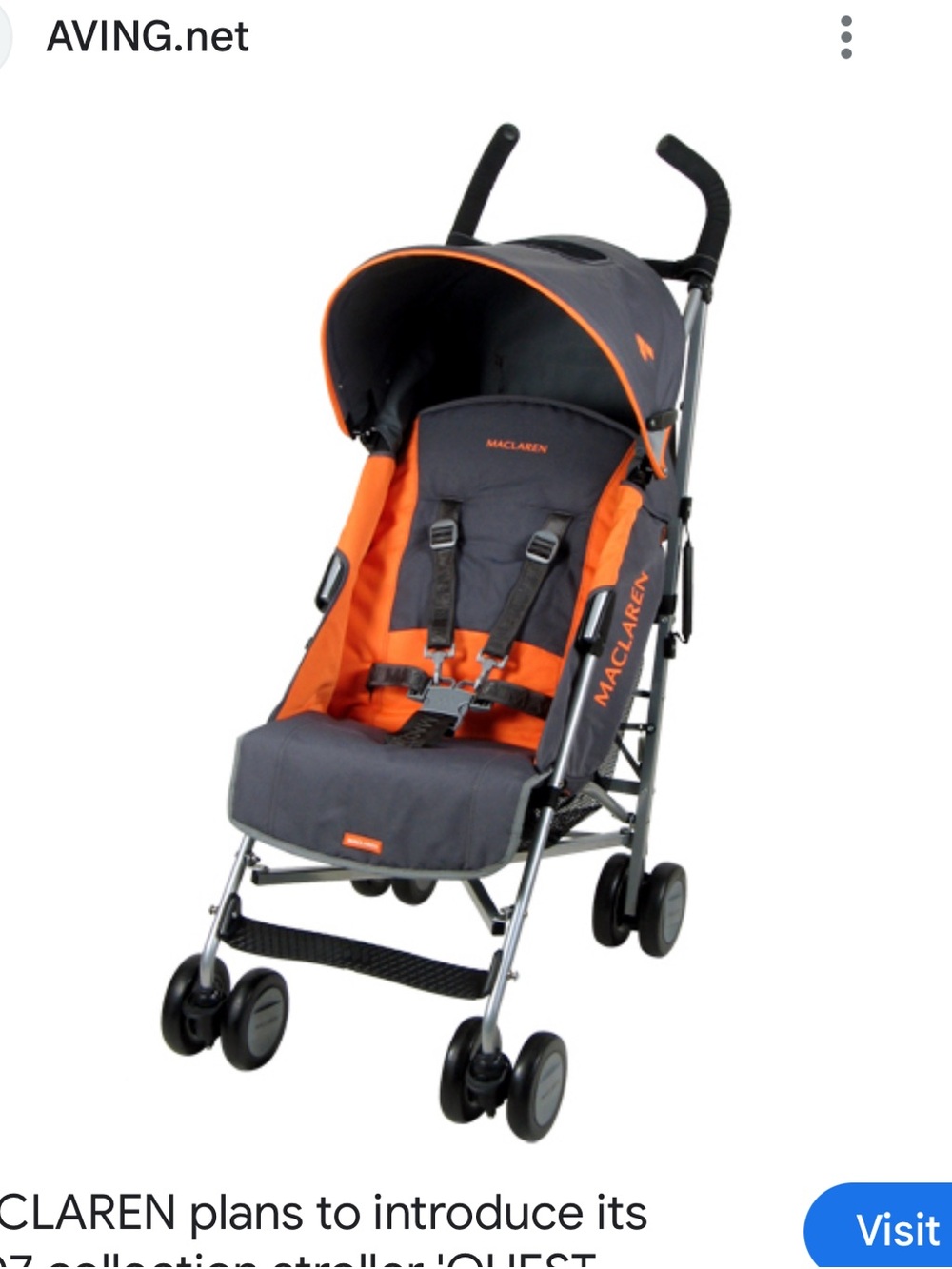 Kids Stroller - Charcoal Gray and Bright Orange